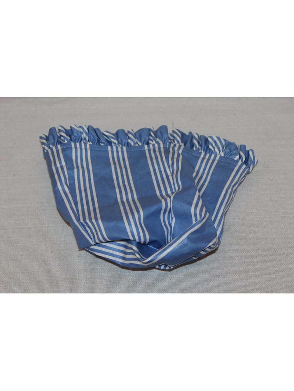 Longaberger Blue & White Stripe Fabric Basket Liner Ruffled Edge